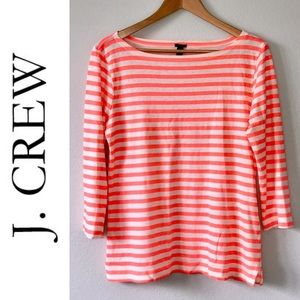 ❌SOLD❌ J Crew Stripe Orange Boatneck Bateau Tee Small